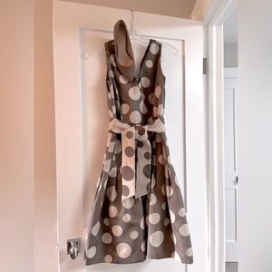 Polka Dot Sleeveless Dress - Brown and Cream